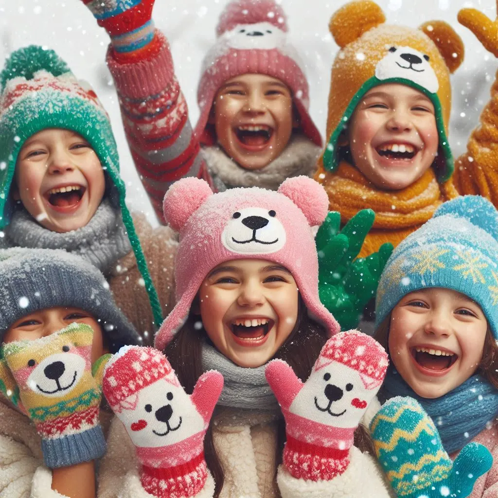 Kids Bear Pattern Gloves