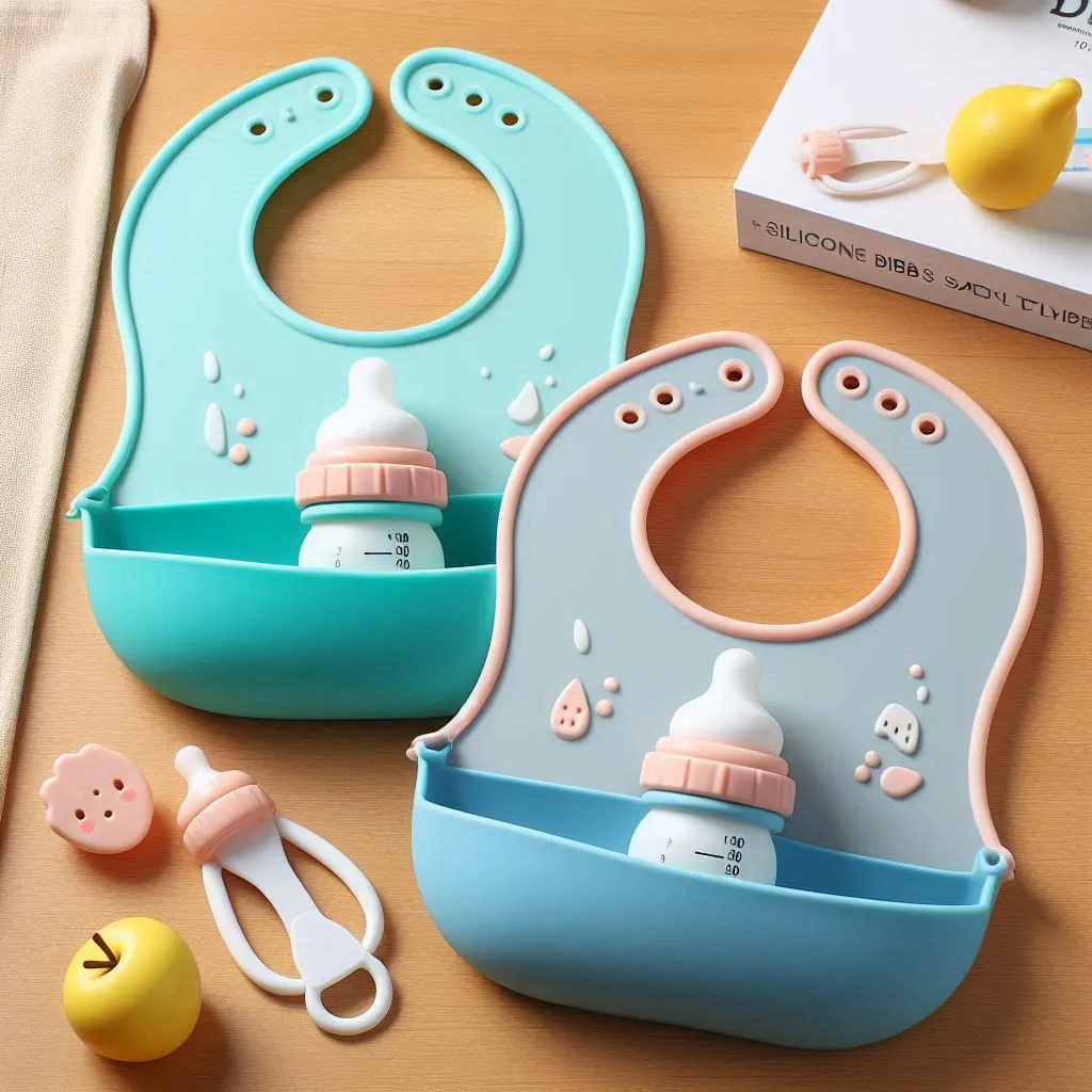 Silicone Bibs with Catch Pocket